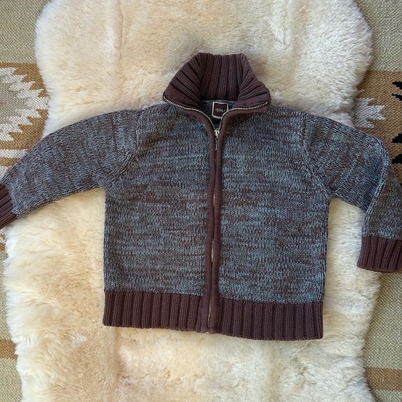 Tea Collection Kids Zip Up Sweater Cardigan Brown and Teal OG Designs - Picture 2 of 9